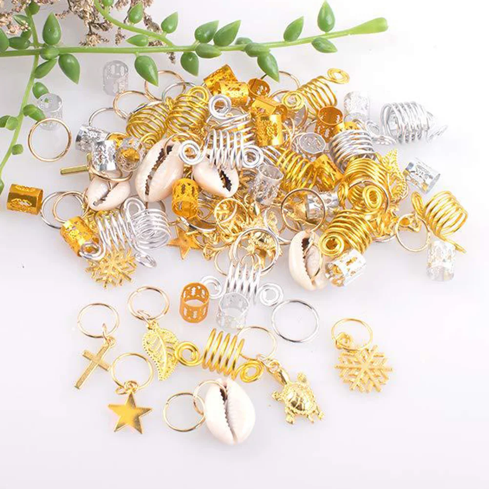 

238 Pcs Dreadlocks Accessories Beads Braids Hair Braiding Jewelry Charm Ring Punk Cuffs Tubes Rings Metal