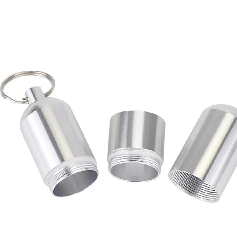 Aluminum Alloy Medicine Bottle Keychain Case Container Waterproof Pill Box Keyring Sealed Storage Organizor Holder |