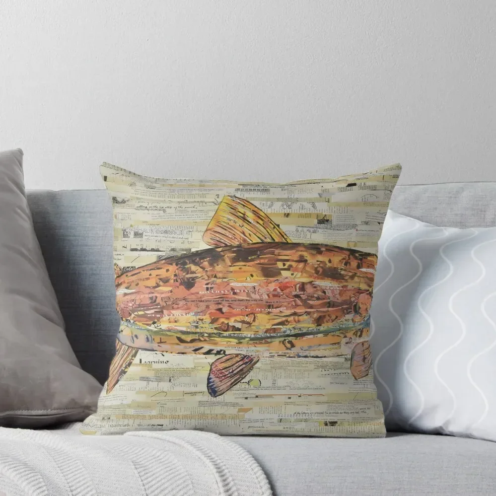 Большой коллаж из форели радуги от C.E. Белая декоративная подушка диванные