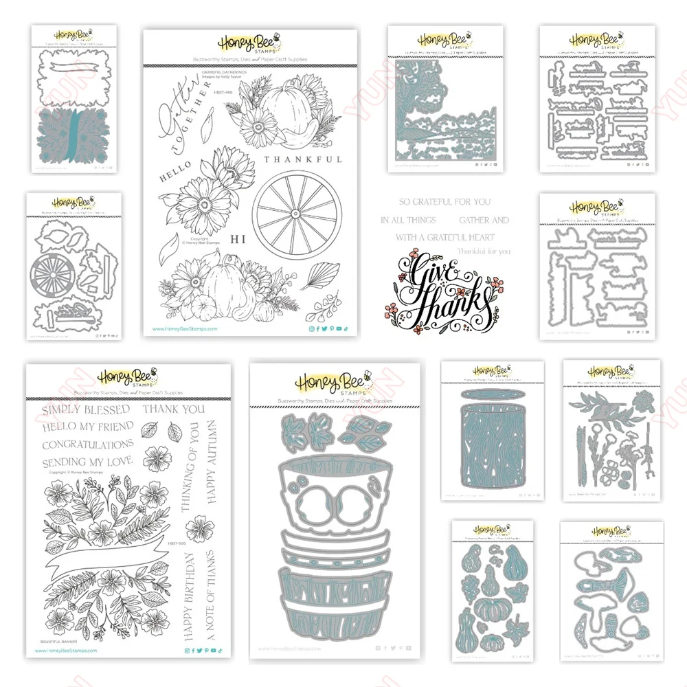 

Bountiful Banner Kind People Barn Wood Fence Metal Cutting Dies Stamps Stencil Hot Foil Plate Scrapbook Autumn Delight Sweets