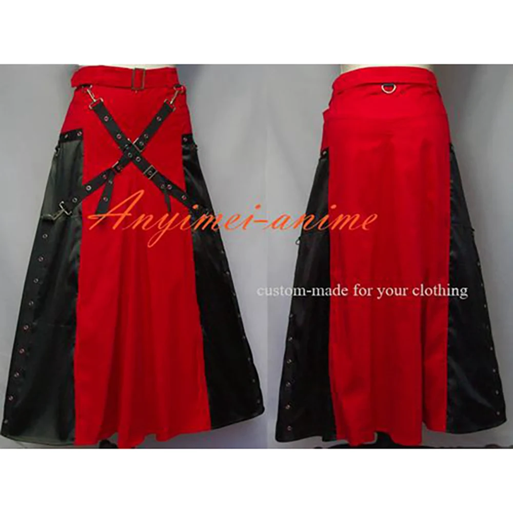 

sissy maid Gothic Lolita Punk Woman black red satin Skirt Dress Custom-made[G548]