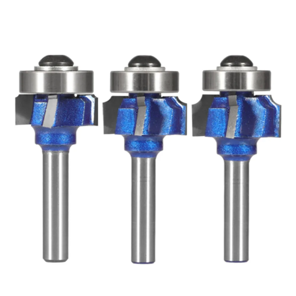 

6mm Shank 4 Flutes Router Bit Set Woodworking Milling Cutter R1 R2 R3 Trim Edging Woodworking Mill Classical Cutter Bit