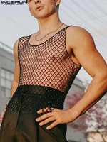 fashion casual mens sleeveless tank tops o neck breathable mesh tops 2022 male loose comfortable hollow out vests s 5xl incerun