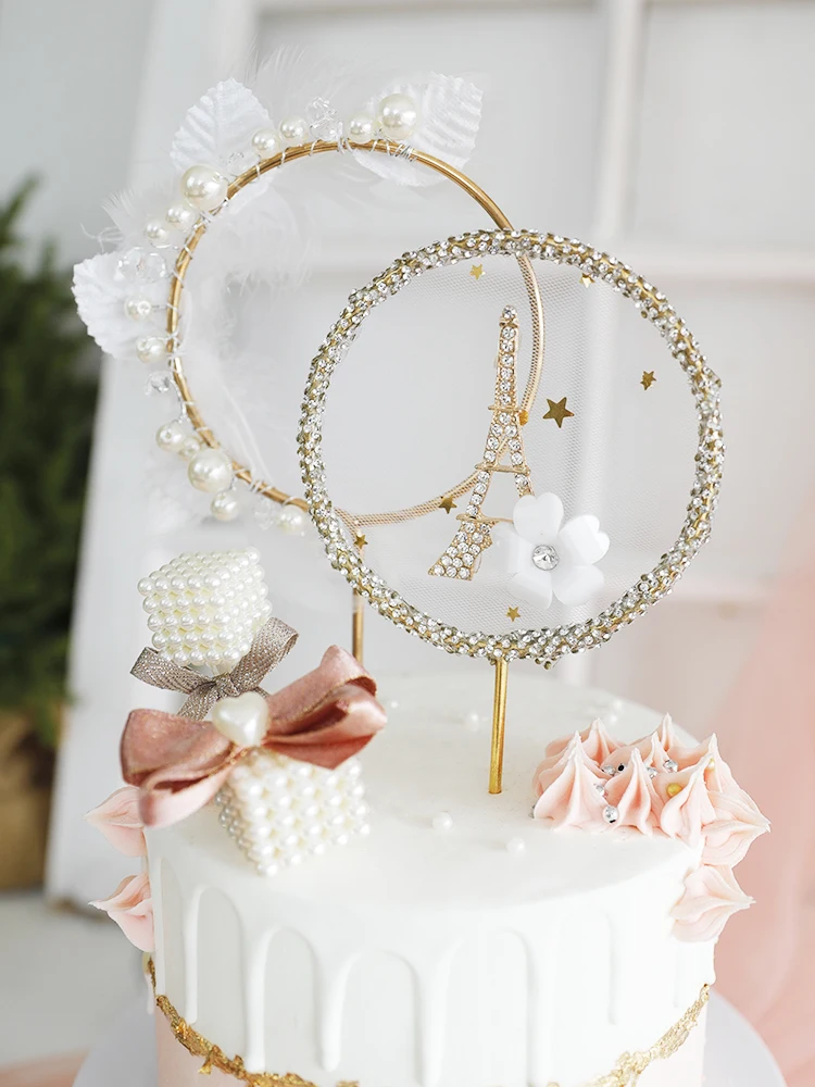 Красивый персонализированный Топпер для торта золотые блестящие круглые флаги с