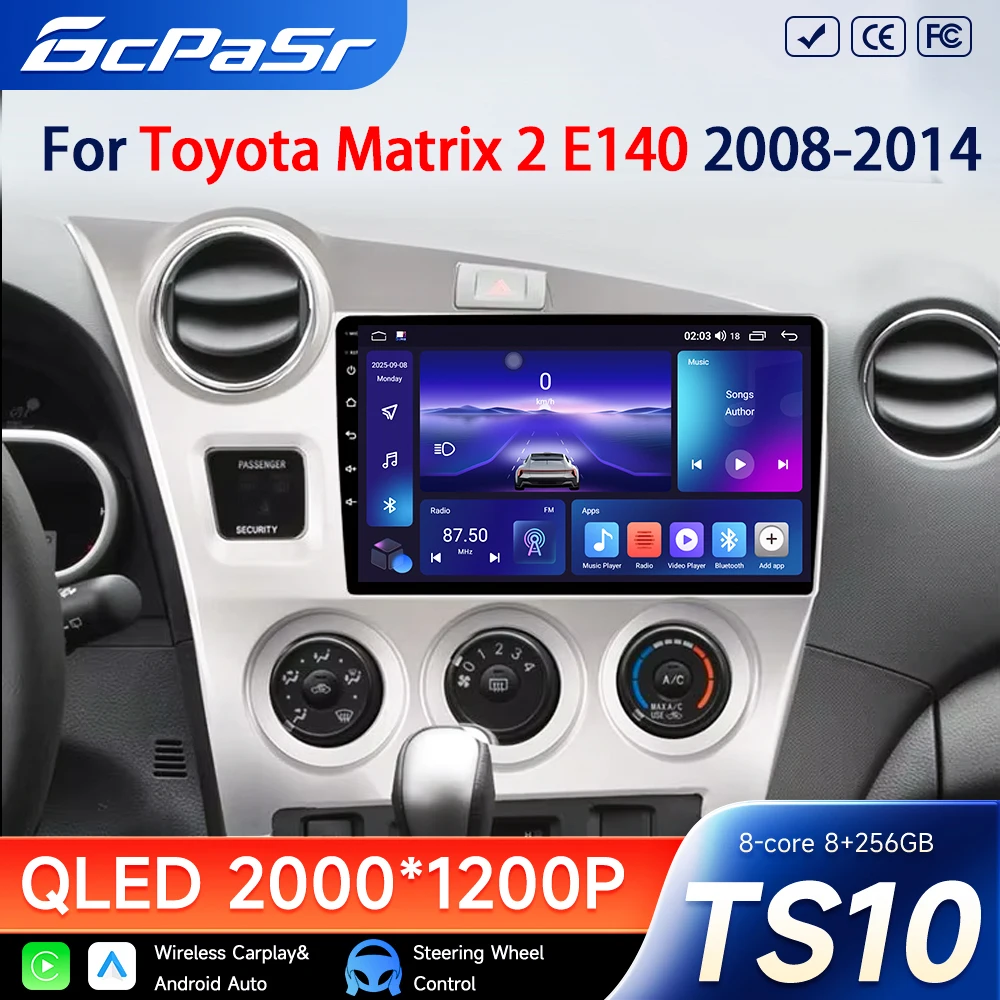 Фото Для Toyota Matrix 2 E140 2008 2009 2010 2011 2012 2013 2014 Android 16 Автомобильное радио Carplay Видео Мультимедийный плеер Автомобильная стереосистема RSD №1