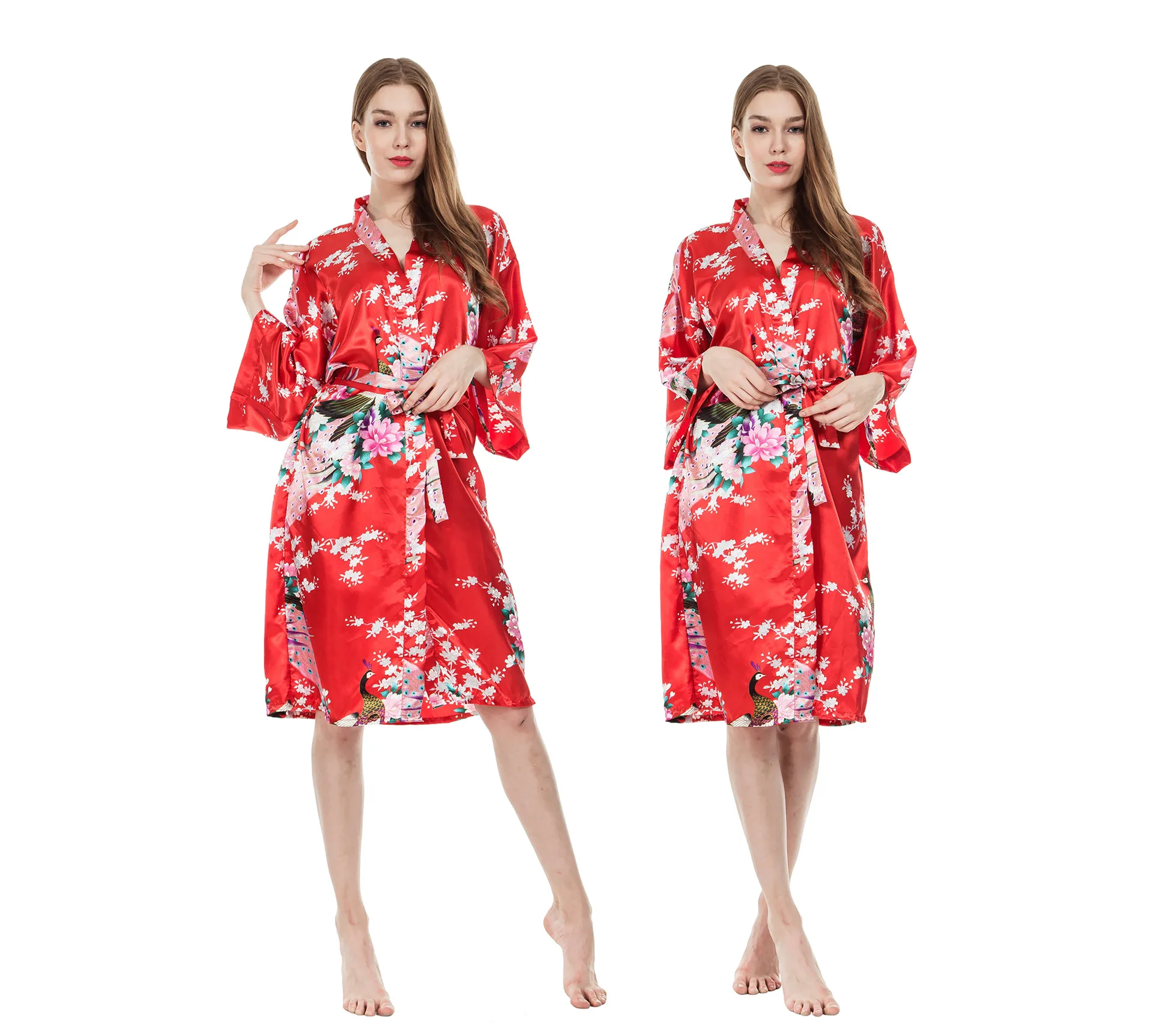 

Summer hotel three quarter sleeves women's pajamas, home thin print women's bathrobes and robes