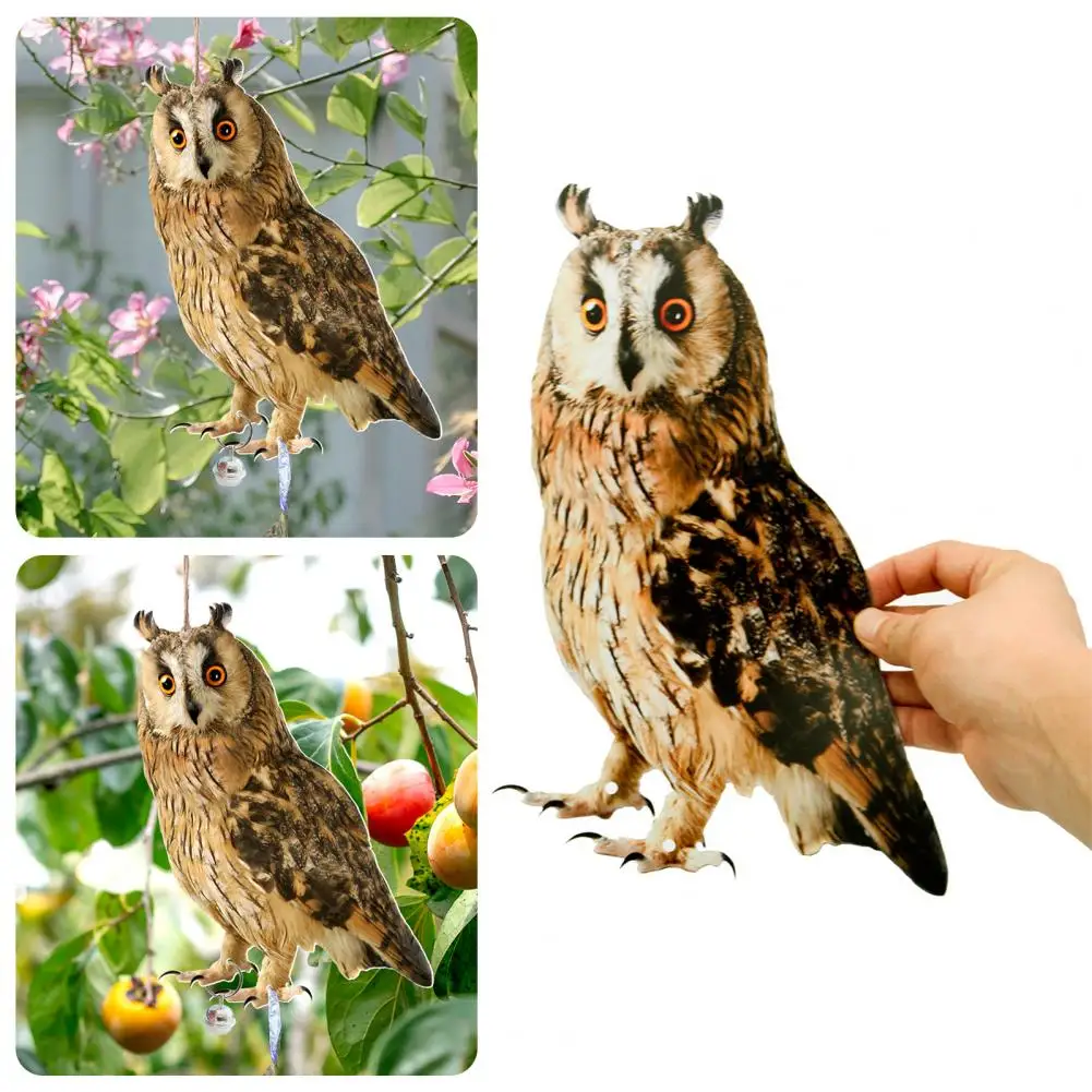 

Effective Bird Control Device with Bell Effective Bird Repellent Double-sided Owl Pendant Reflective Hanging Bird for Garden