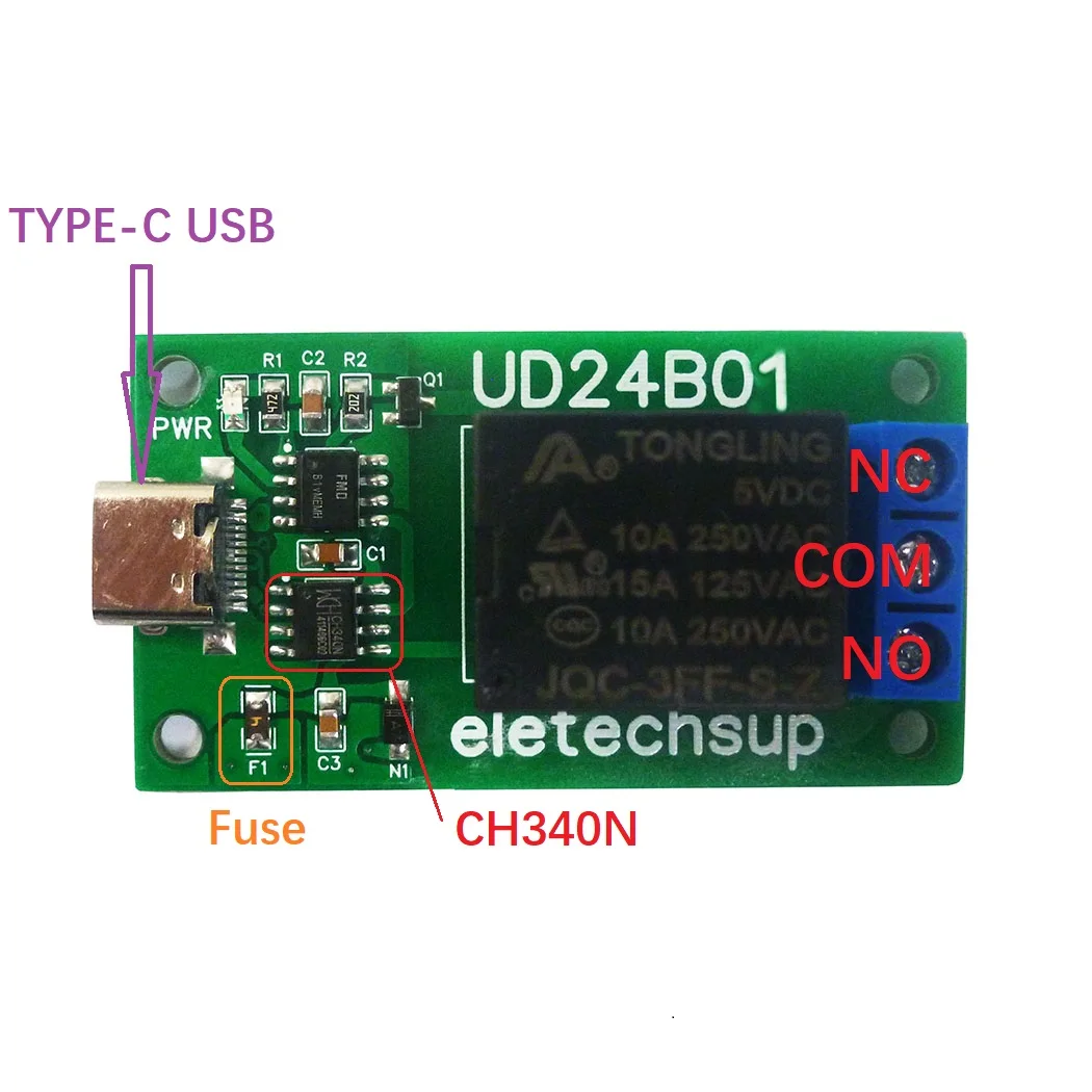 N229E01 DC 5 В 12 ПК UART Переключатель последовательного порта TYPE-C USB TTL232 Релейный модуль