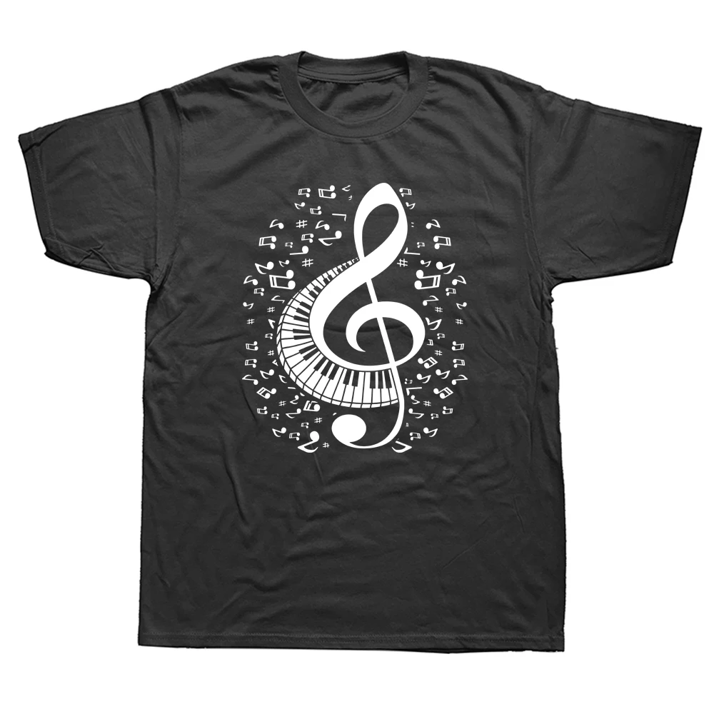 

Treble Clef Keyboard Classical Music Notes Pianist Piano T Shirts Graphic Cotton Streetwear Short Sleeve Birthday Gifts T-shirt