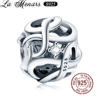 la menars new charms silver 925 round cross charm with zircon hollow out fine jewelry for bracelet beading