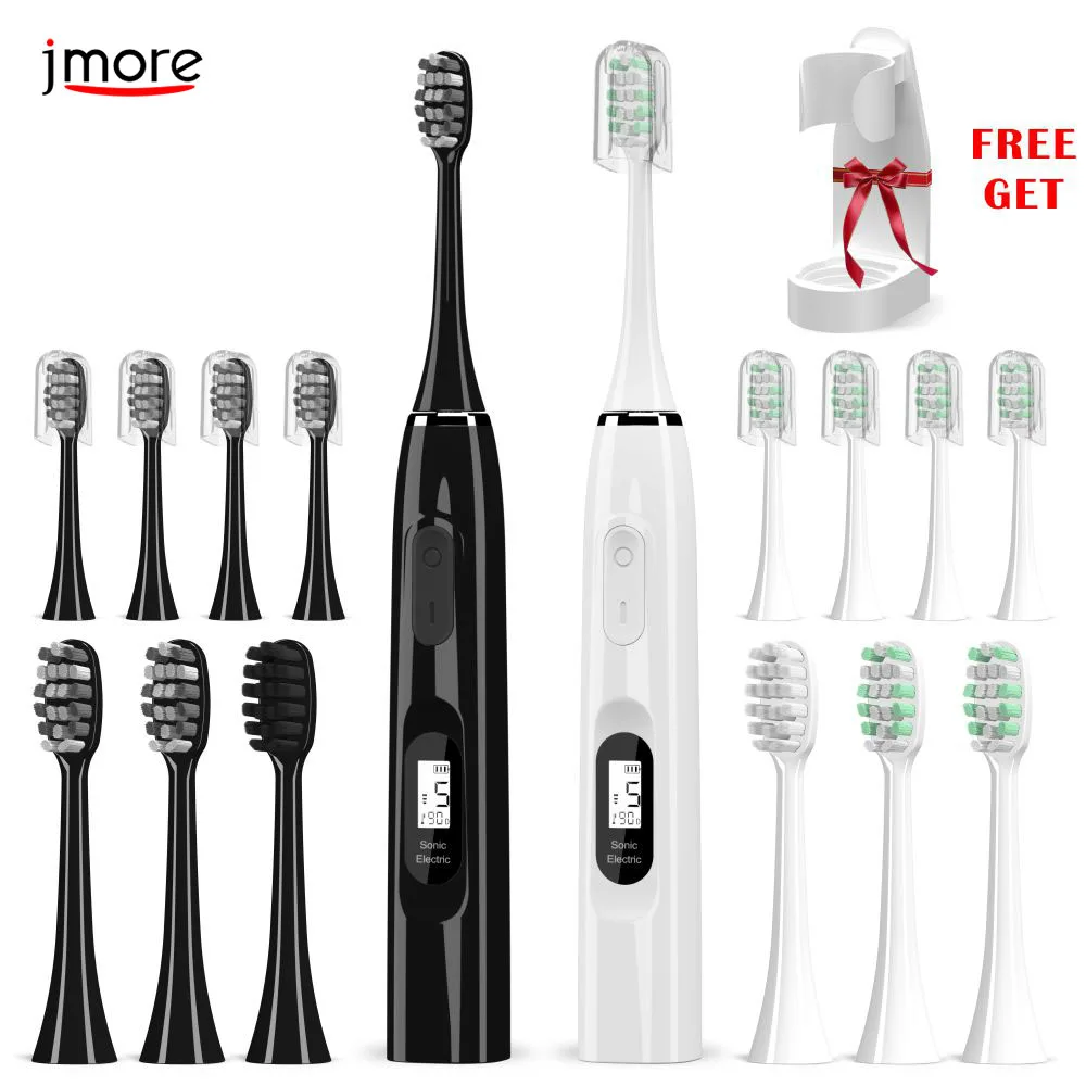 Jmore P5S LCD Ultrasound Toothbrush Adult TypeC Rechargeable IPX7 Washable 15Modes Cleaning Whitening Sonic Electric Toothbrush
