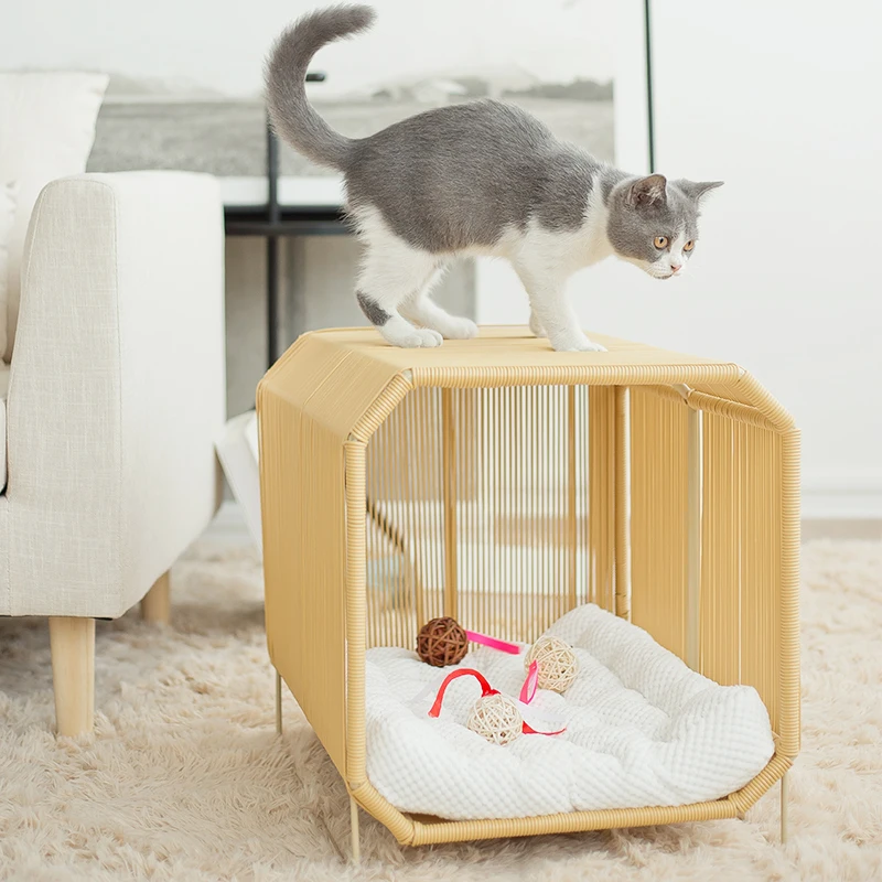 Dog Nest Rattan Woven Cat Bed Cat House Cage Can Be Removed And Washed Pet Nest