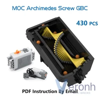 technical archimedes screw loop electric gbc module building blocks compatible power functions moc bricks assembly toy kid gifts