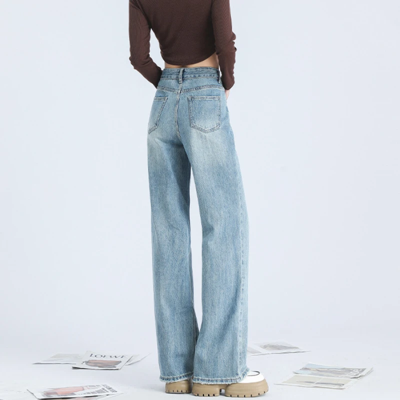 Streetwear High Waist Women's Fashion Jeans Woman Girls Women Wide Leg Pants Trousers Female Jean Femme Denim Bagge  Jeans