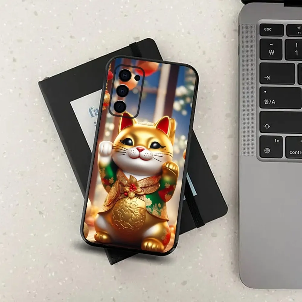 Чехол для телефона Maneki Neko Lucky Money Cat Samsung Galaxy A13 A21s A22 A31 A32 A52 A53 A71 A80 A91 мягкий черный