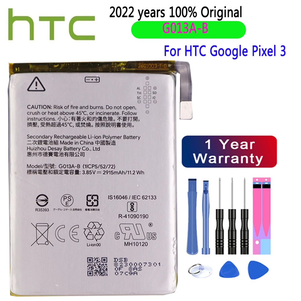 

HTC 100% оригинальный 2915 мАч G013A-B аккумулятор для HTC GOOGLE PIXEL 3 G013B G013A телефон последняя продукция Высококачественный аккумулятор + Инструменты