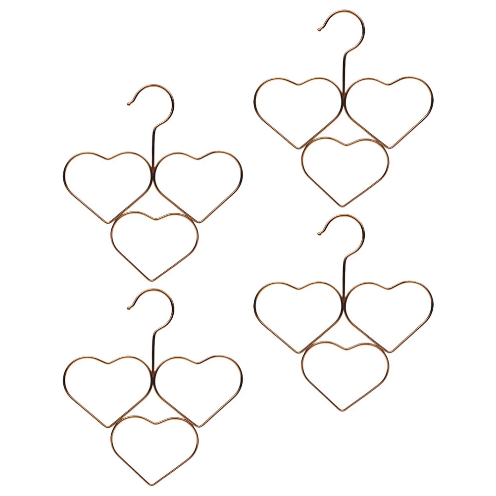 

4 Pcs Heart Tie Hanger Pearl Waist Belt Scarf Closet Shape Hangers Space Savers Organizers Hook Rack Clothes Iron Metal