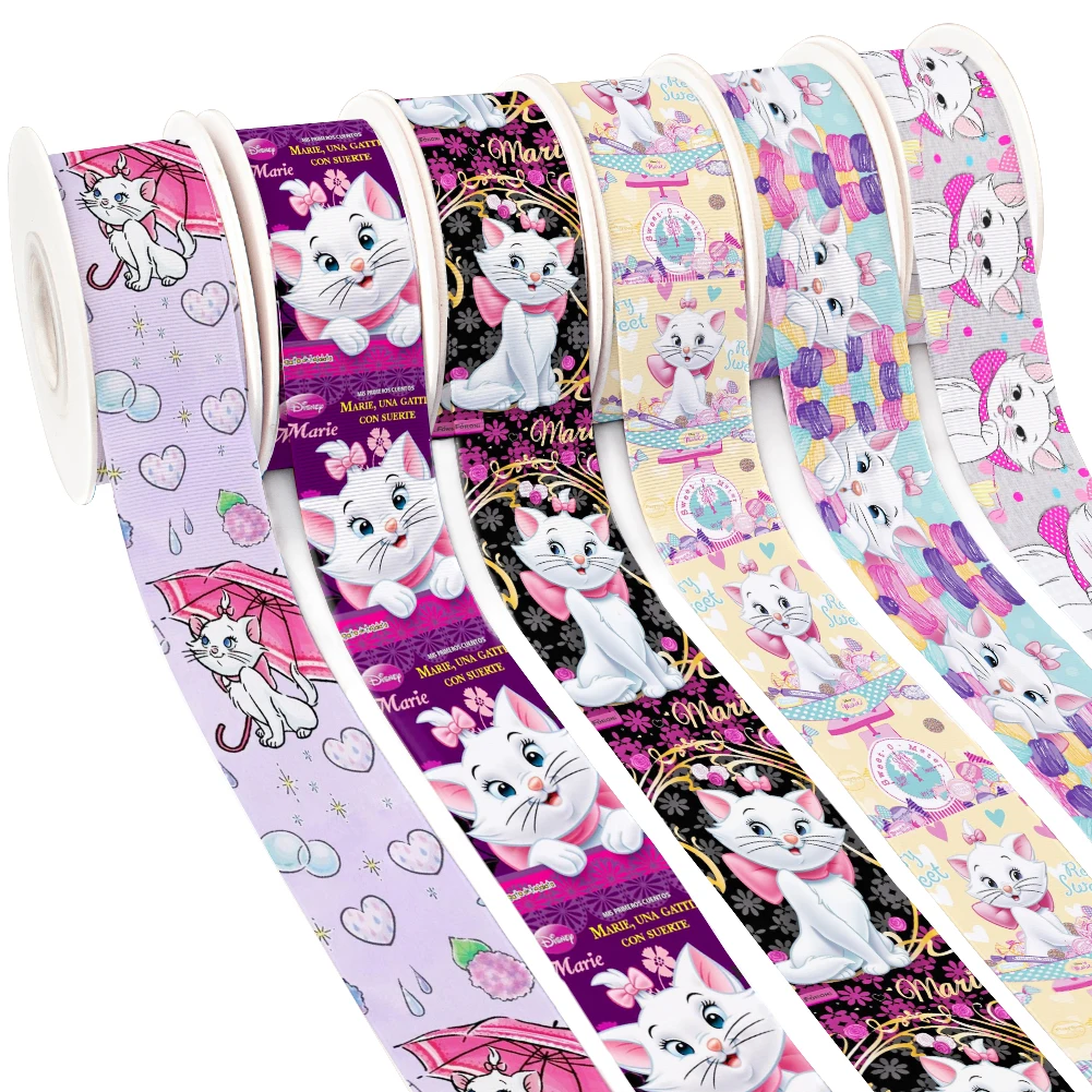 

Disney Marie Cat Cartoon Character Printed Satin Ribbon for Hairbows DIY Holiday Decoration Handmade 10yards Grosgrain Ribbon