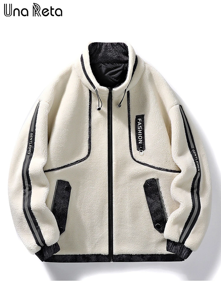 

Una Reta Lambswool Parka Winter Men Clothing Streetwear Patchwork Cotton Coat Hip Hop Zipper Pullover Men's Jacket