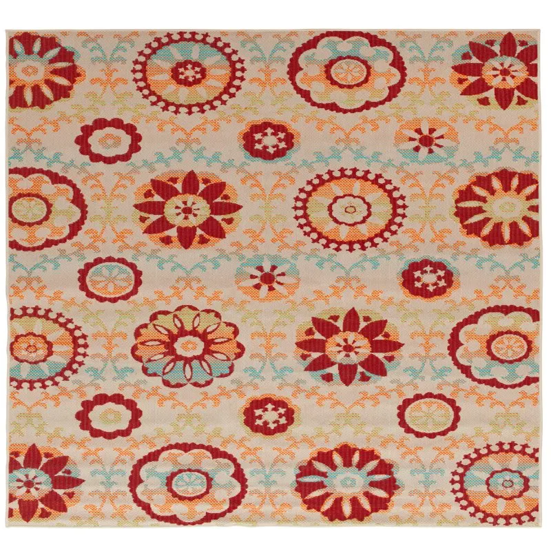

Space. Unique, Eye-Catching Vibrant Multicolor Floral Medallion Outdoor Rug - Perfect for Instantly Adding a Pop of Color and St