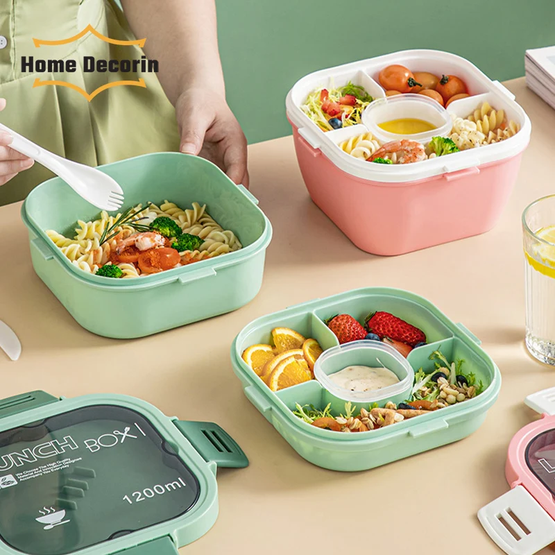 

Ланч-бокс портативный герметичный для детей и студентов, контейнер для еды с вилкой и ложкой, герметичный, для микроволновой печи, защита от ...