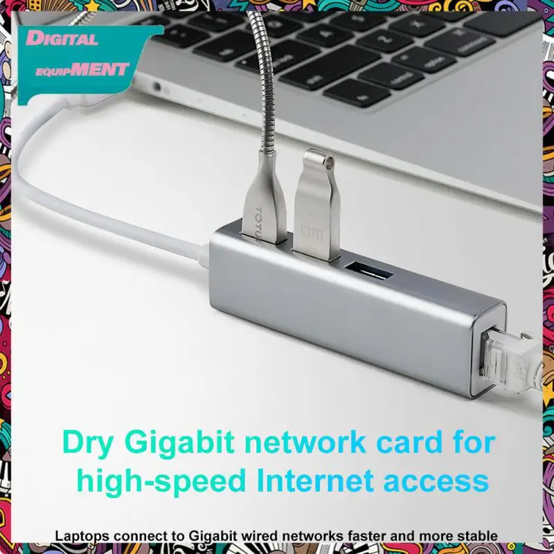 

Aluminum Alloy -compatible Splitter 3 Usb Ports 5gbps Usb Type C To Ethernet Adapter Rj45 Portable Network Cable Converter