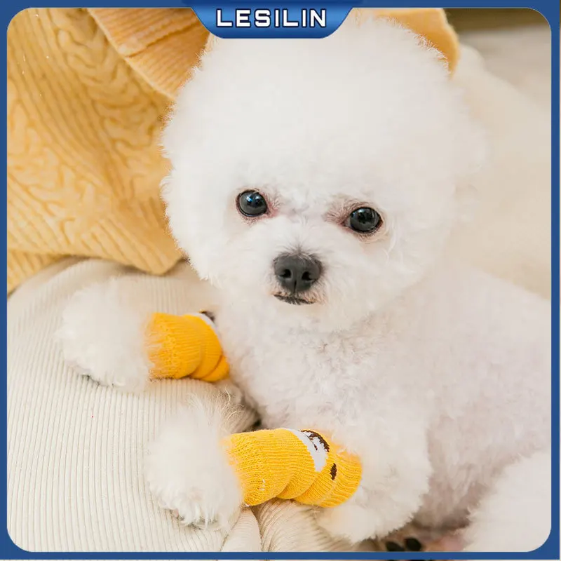 

4pcs Knee Dog Booties Socks Pet Anti-dirty Leggings Winter Warm Dogs Cats Leg Protector Cover Sleeve Pads For Puppy