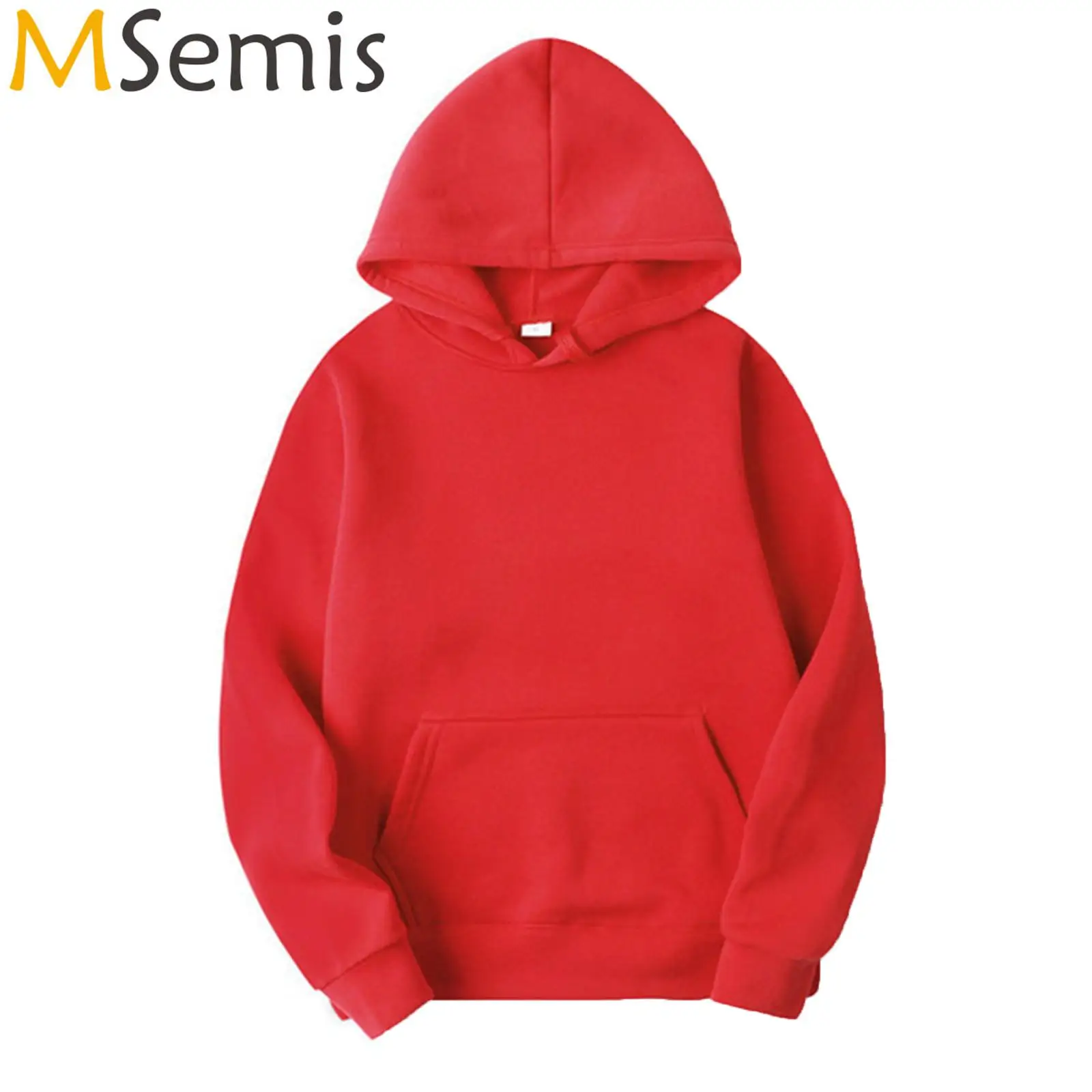 

Mens Clothing Drawstring Hooded Sweatshirt Casual Solid Color Long Sleeve Pullover Hoodie with Pocket