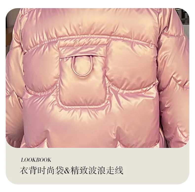 Зимняя куртка парка Женские глянцевые пальто Студенческая с хлопковой