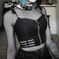 emo women black dark mall gothic sexy egir tank tops fairy grunge bodycon punk corset camis patchwork crop bustier alt clothes
