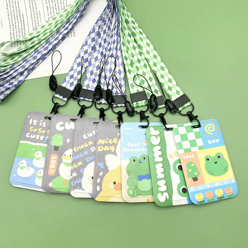 

Creative Duck Cartoon Frog Card Holder ID Card Campus Student Card Meal Card Bus Card ABS Plastic Lanyard Card Cover