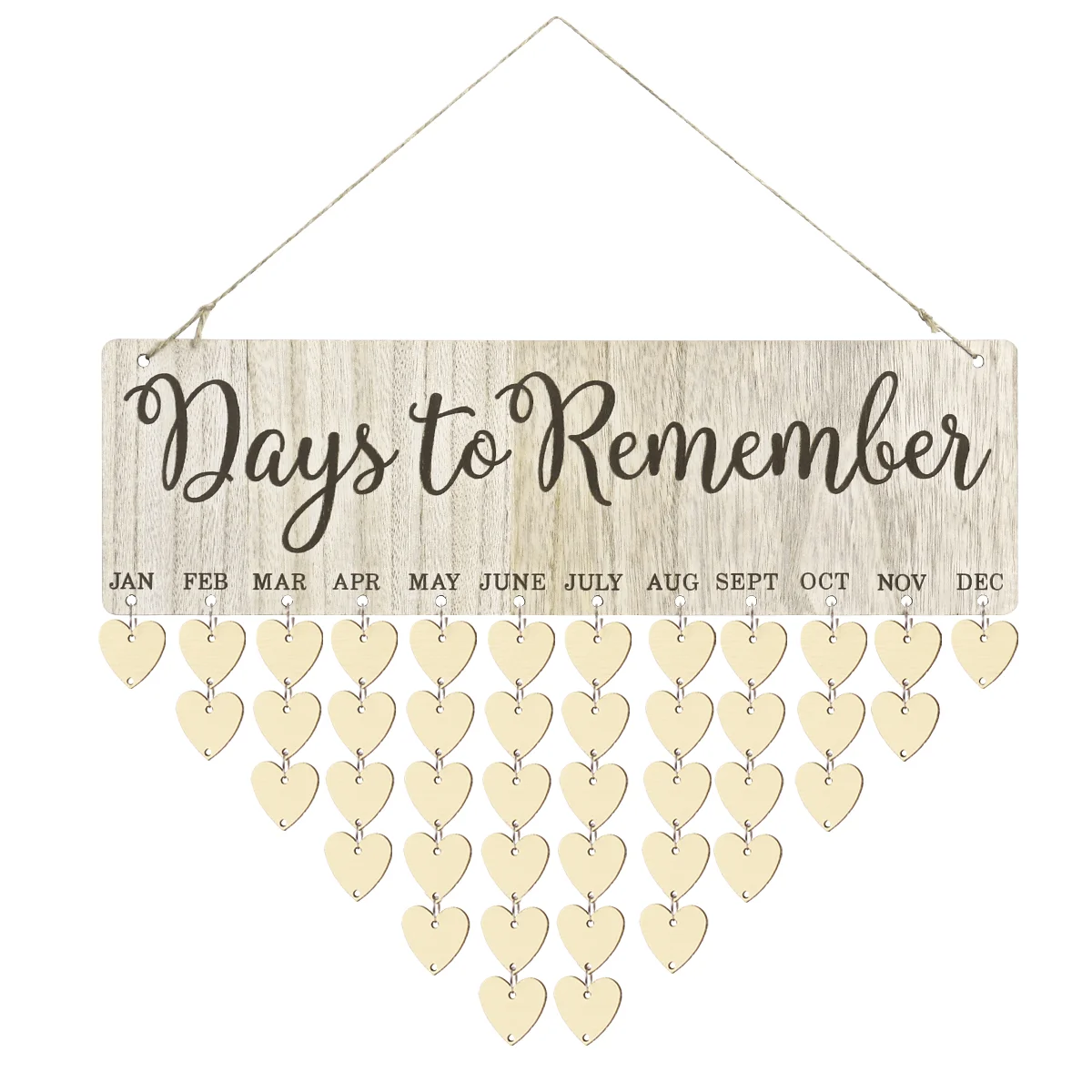 

Days to Remember Reminder Calendar Board DIY Wooden Birthday Anniversary Reminder Calendar Plaque Wall Hanging with 50 Discs