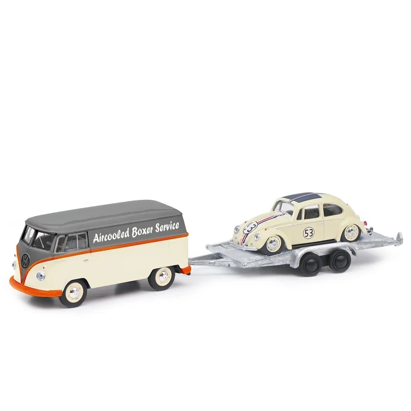 

Schuco 1:64 T1 Bus Van w/Tailer & Beetle Aircooled Diecast Model Car