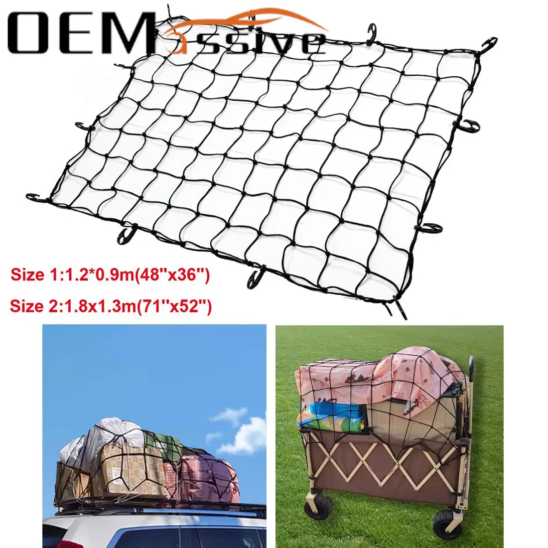 

Сетка для груза на крышу-36x48/52x71 дюймов, латексная эластичная сетка с крючком, автомобильный органайзер для хранения для Ford Dodge RAM Chevy Toyota
