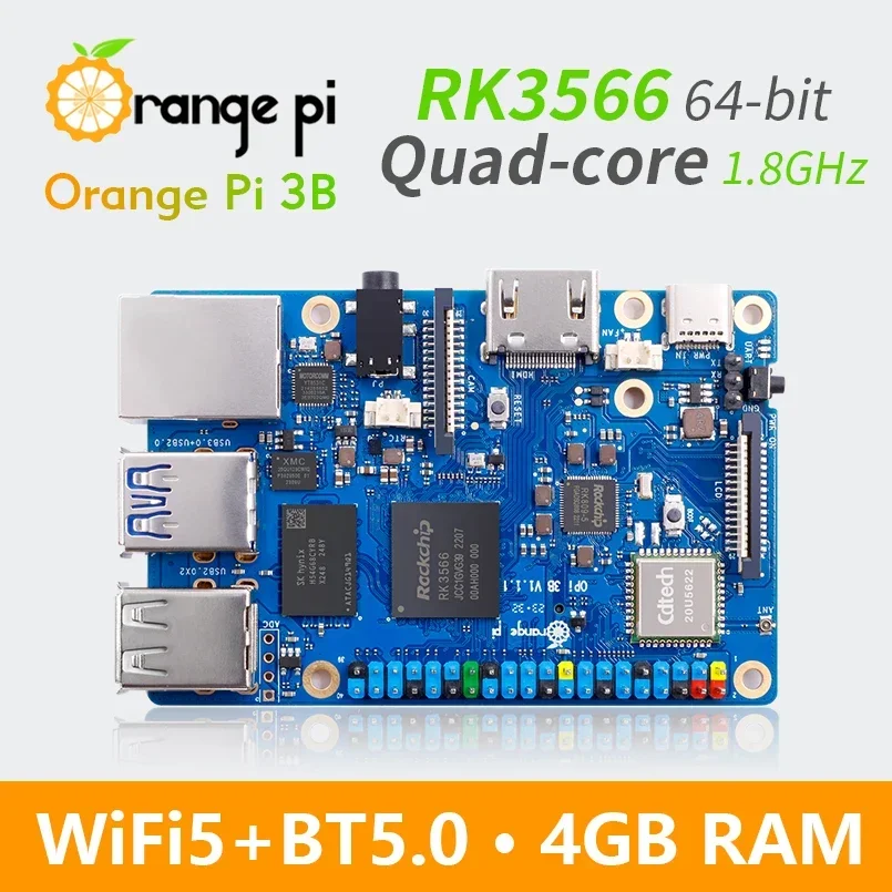 

Orange Pi 3B 4GB RAM Rockchip RK3566 Mini PC Quad-Core 64-bit WiFi+BLE Gigabit Run Android Linux OpenHarmony OS SBC Single Board