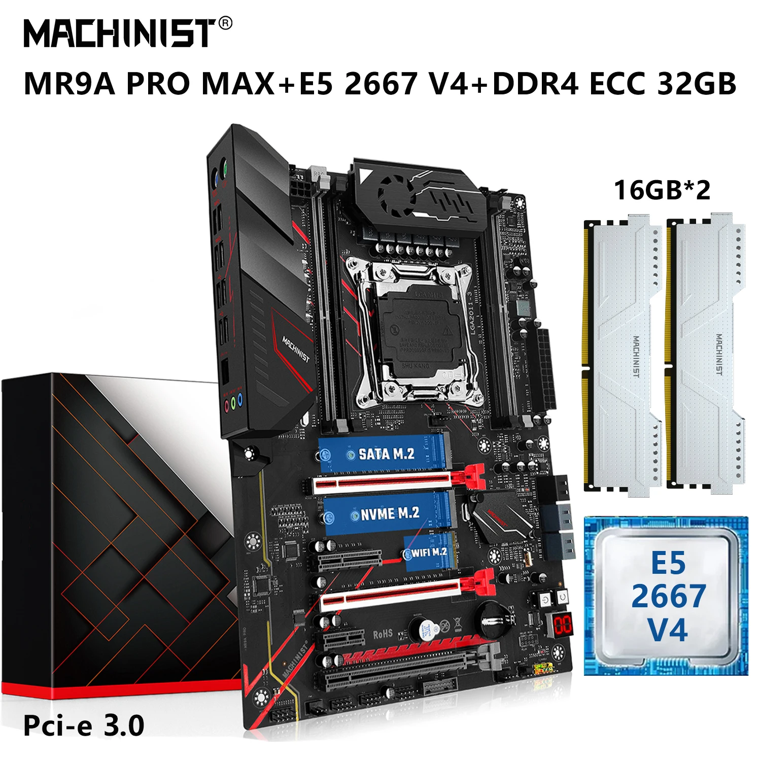 E5 2667 V4 Cpu Lga 2011-3 Processor 32g=2*16g Ddr4 Ecc Memory Nvme M.2 Wifi