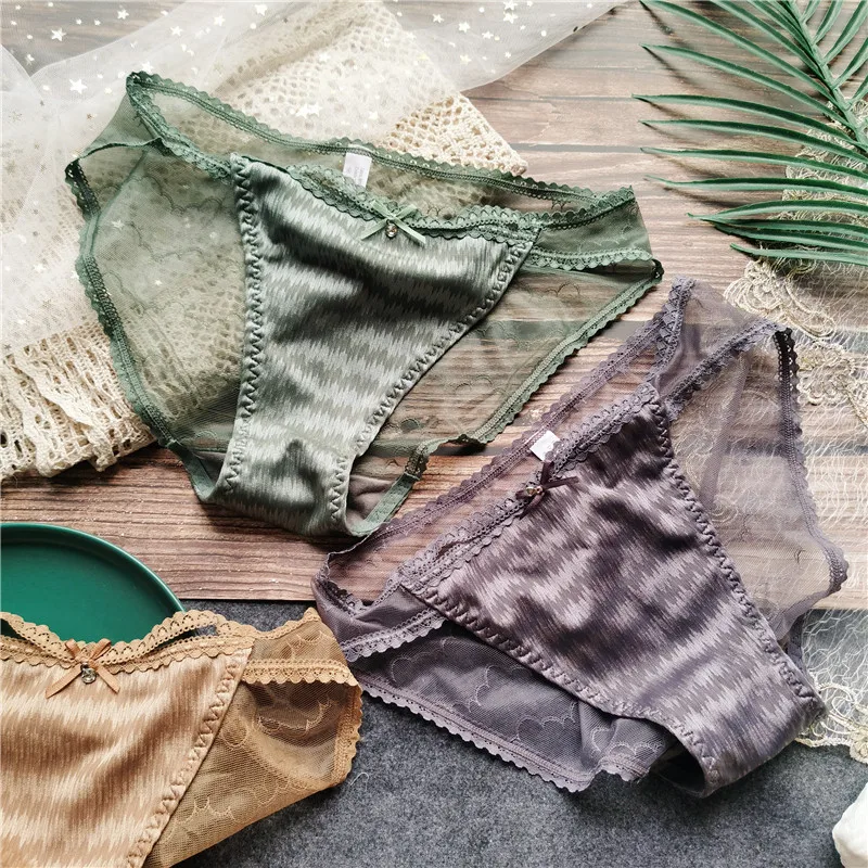 

Женские кружевные бесшовные трусики с низкой посадкой