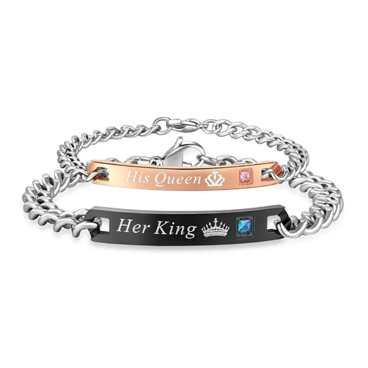 

Free shipping EurAmerican WISH Valentine's Day Bracelet His Queen Her King diamond-encrusted couple bracelet fashion accessories