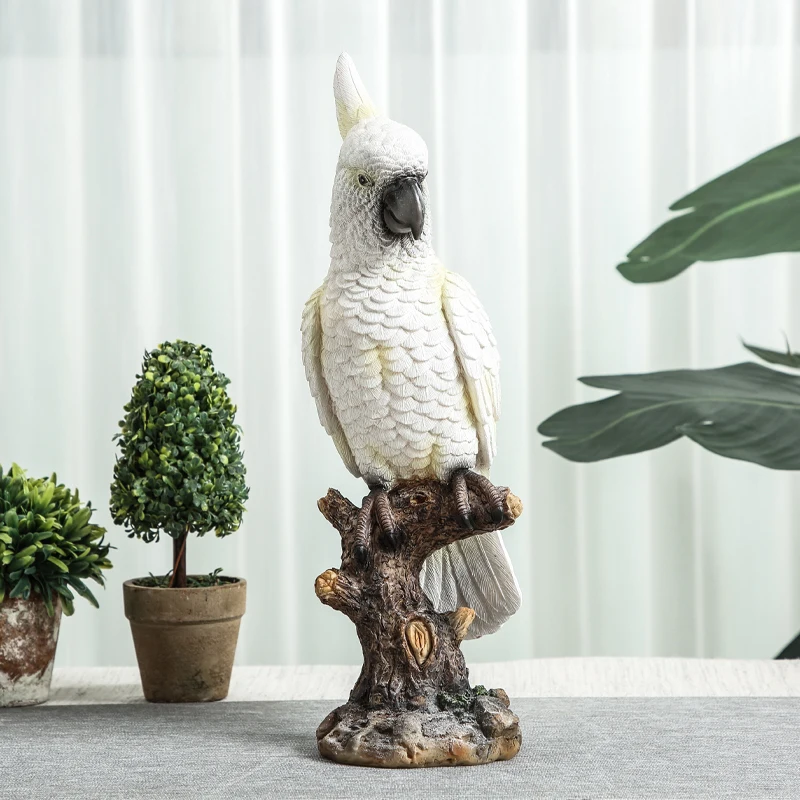 

Nordic Large Simulation Parrot Decoration Resin Bird Model Parrot Statue Garden Living Room Porch Bookcase Desktop Ornaments Art