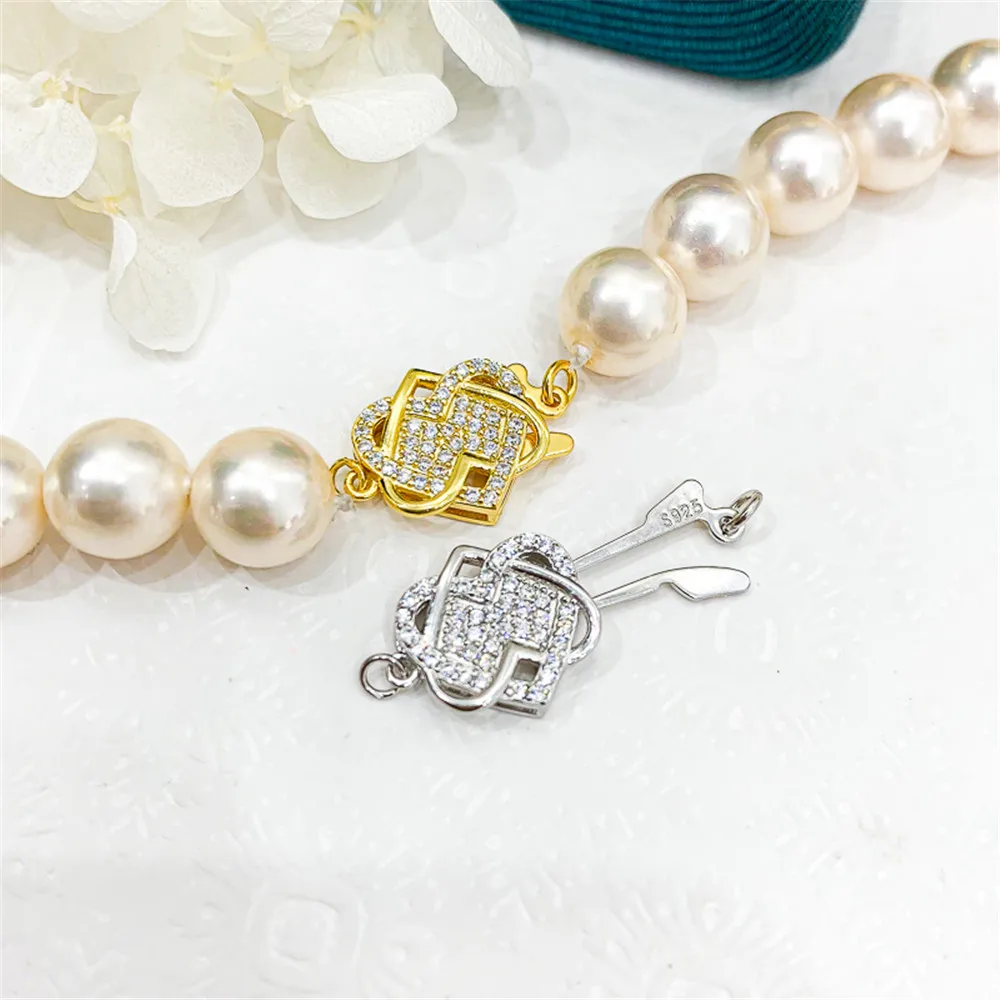 

S925 Sterling silver Pearl necklace ending buckle multi hanging flower shaped connection buckle diy first accessories