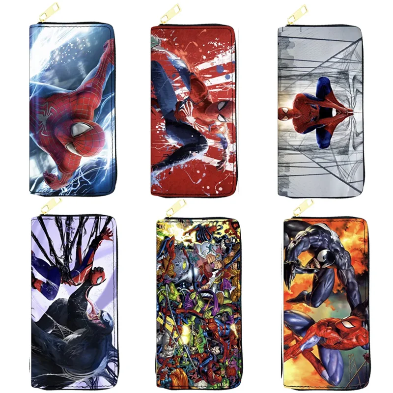

Marvel Men's Wallet Disney Super Hero Spiderman Venom Hulk PU Leather Long Wallet Multifunctional Card Holder Women Clutch Bag