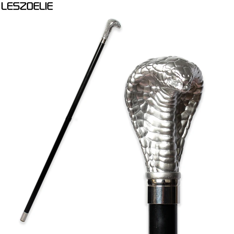 

Silver Resin Cobra-Head Wooden Walking Stick For Man Detachable Fashionable Canes Women Party Decorative Black Walking Cane