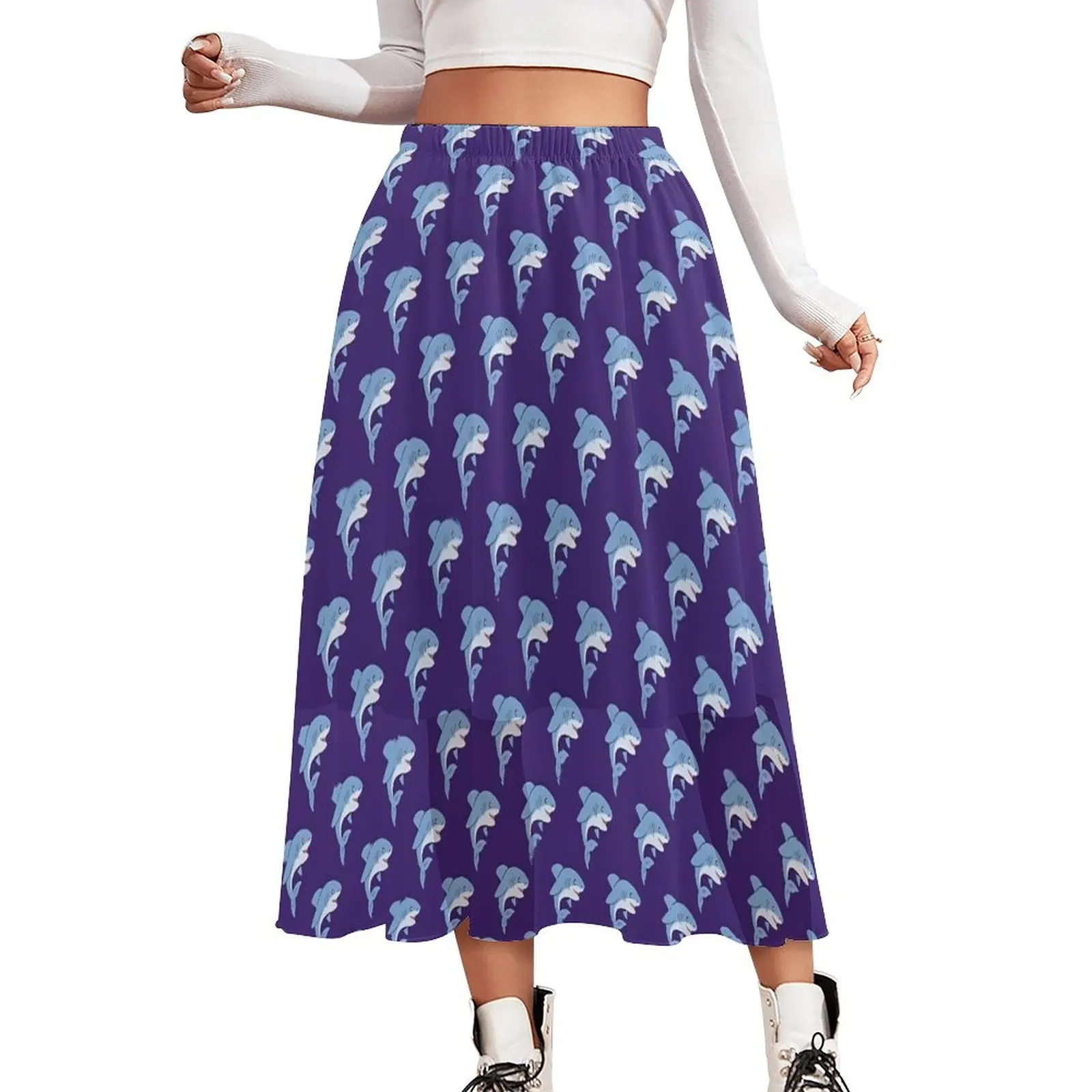 

Stay Wild Shark Skirt Animal Print Street Style Long Skirts Vintage Boho Skirt Female Custom Oversized Clothing