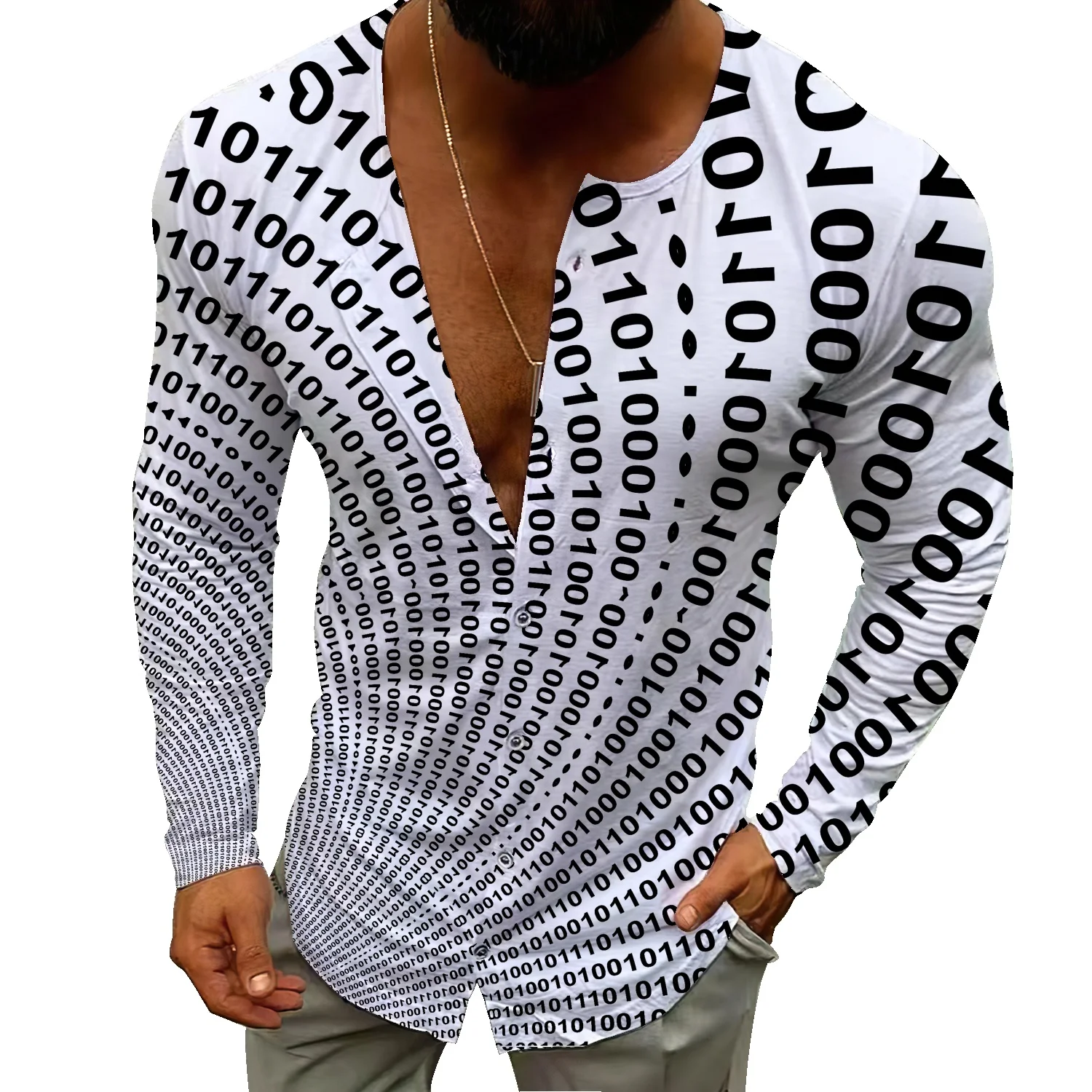 

Electronic password printing men's autumn long-sleeved cardigan men's sweater coat single-breasted solid color top