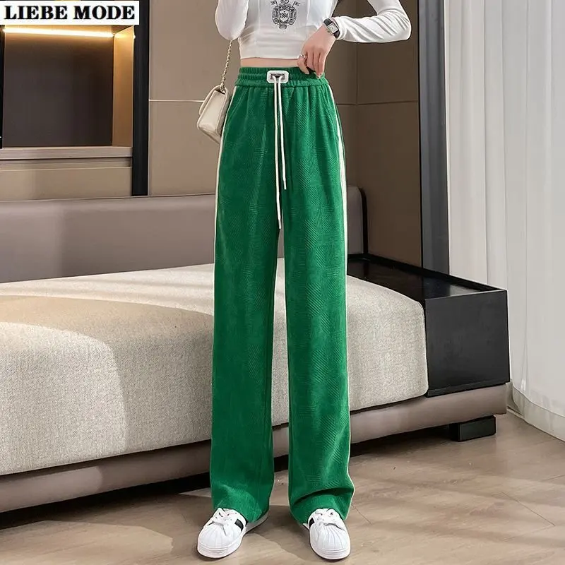 

Womens Elastic High Waist Sweatpants Drawstring Casual Wide Leg Pants Women Spring Autumn Loose Straight Pants pantalones mujer