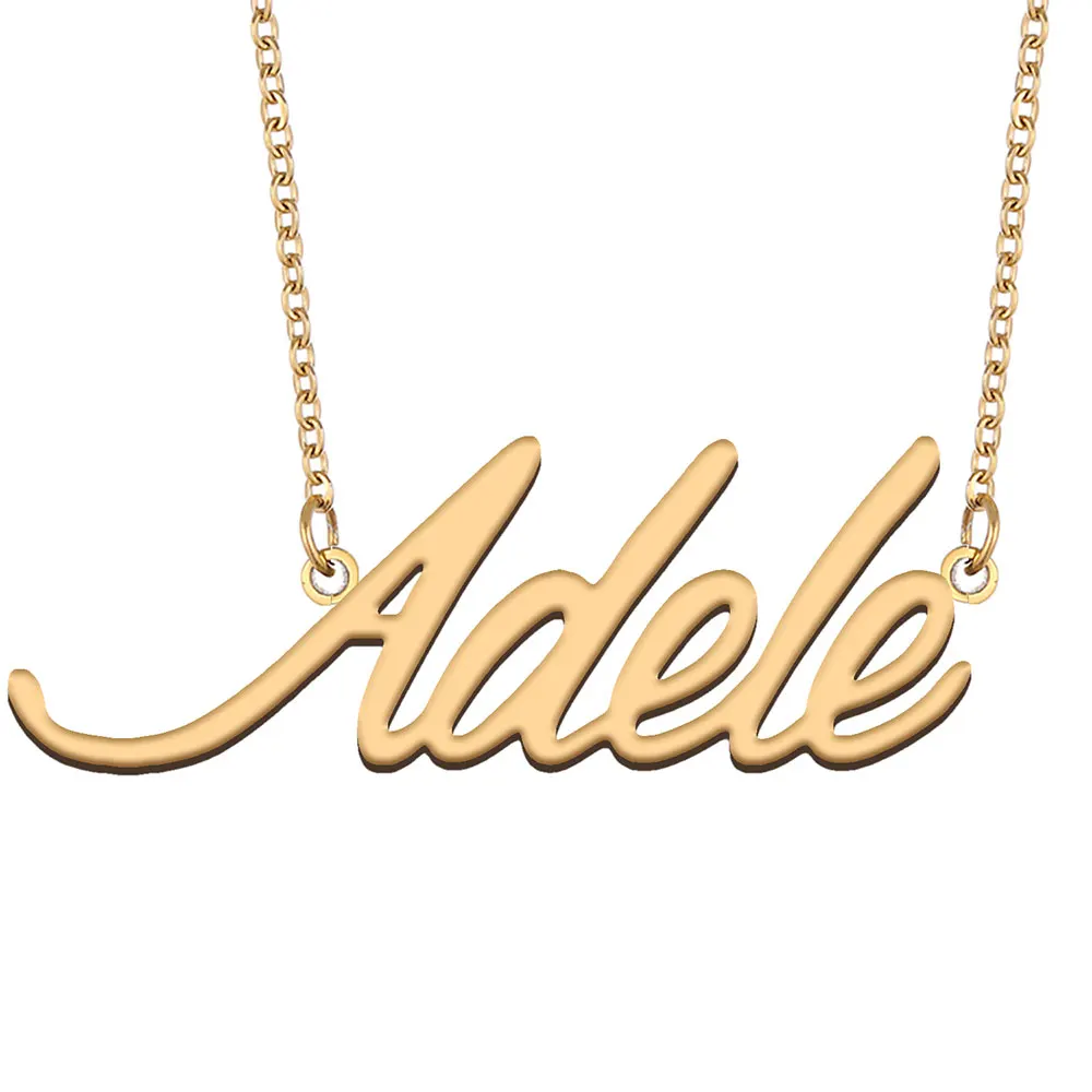 

Adele Name Necklace Gold for Women Nameplate Charms Female Girls Stainless Steel Pendant Fashion Jewelry