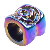 10pcs alloy rainbow color flower large hole bead charms pendant accessory jewelry making necklace bracelet metal bulk wholesale
