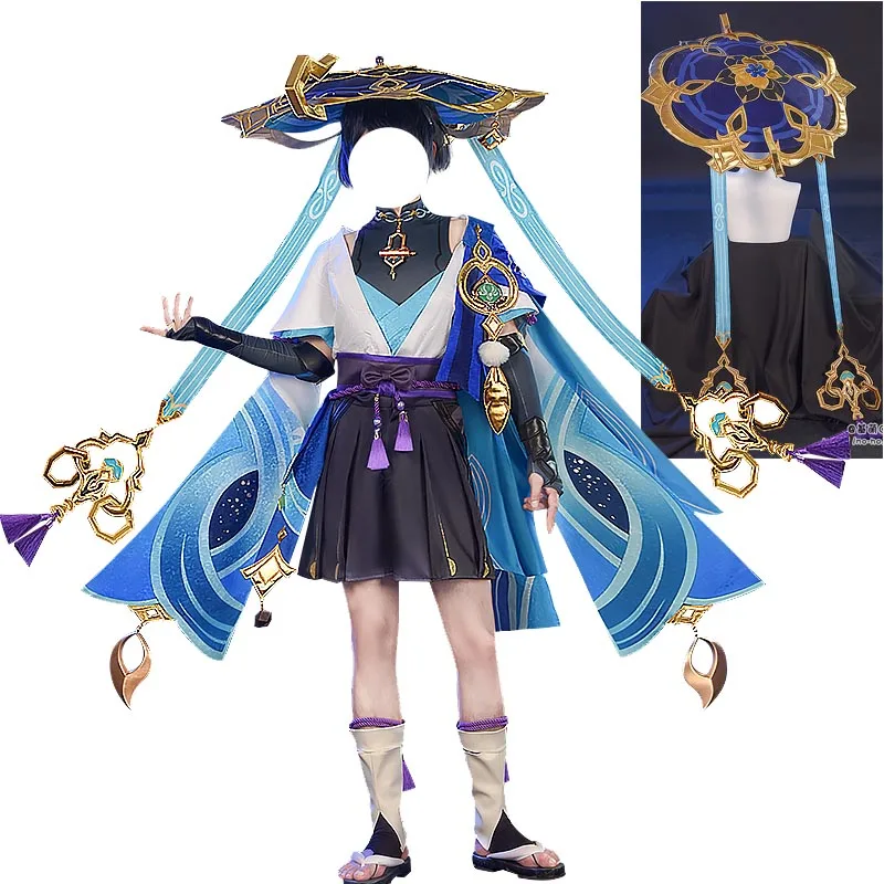 

Игра Genshin Impact Wanderer косплей костюм и шляпа красивая фотография для вечеринки