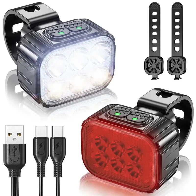 

LED Bike Light Bicycle Front Rear Light TYPE-C Rechargeable Waterproof MTB Cycling Light Headlight Tail Light Flashlight Lantern