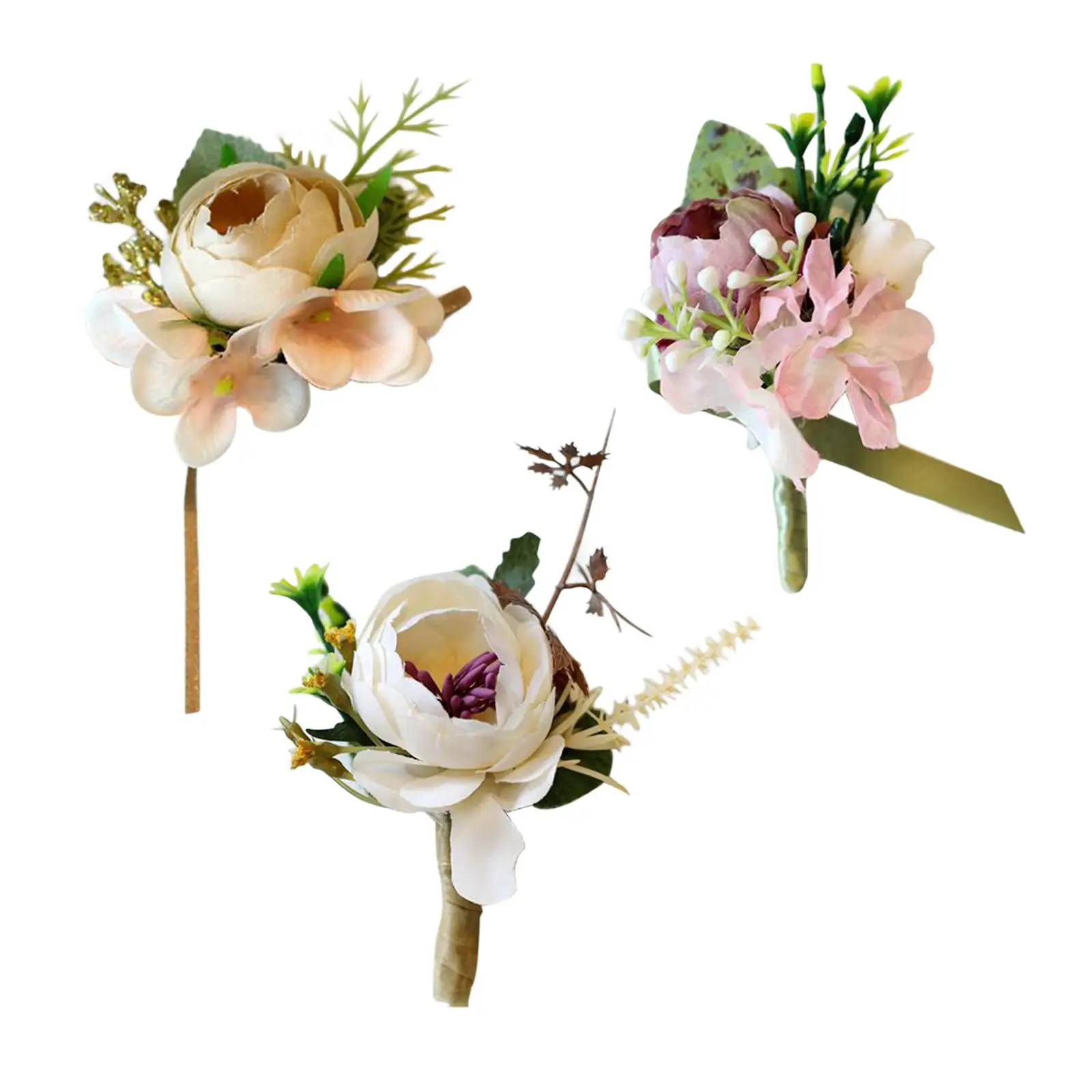 

Ribbon Flower Bracelet and Clips Wrist Corsage Silk Rose Boutonniere for Bridesmaid Ceremony Bride Wedding Accessories Prom